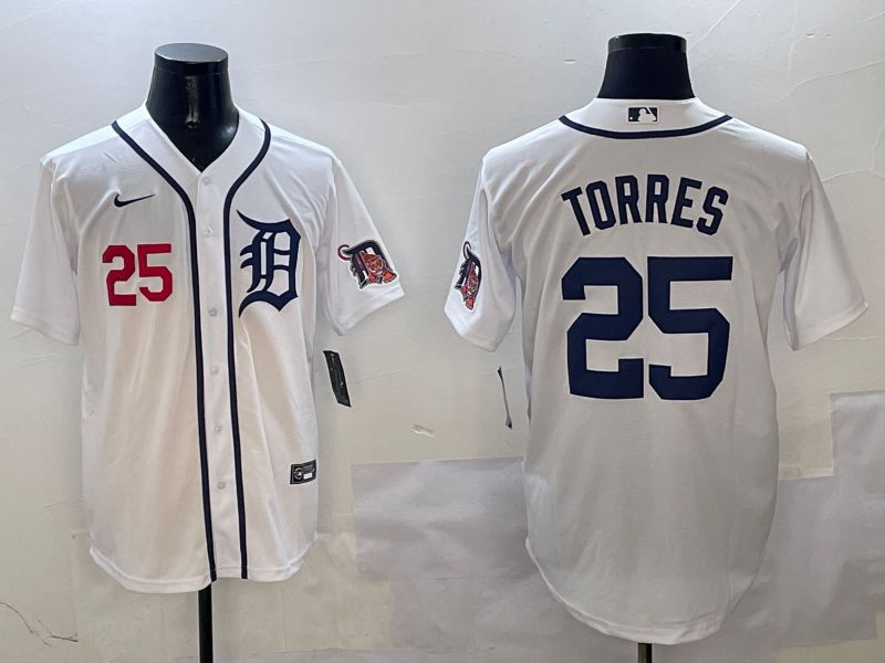 Men Detroit Tigers #25 Torres White Game 2025 Nike MLB Jersey style 3123